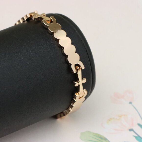 "Elegant Rose Gold Bracelet with Smooth Scalloped Link Design, XPBL0875 - Picture 7 of 13